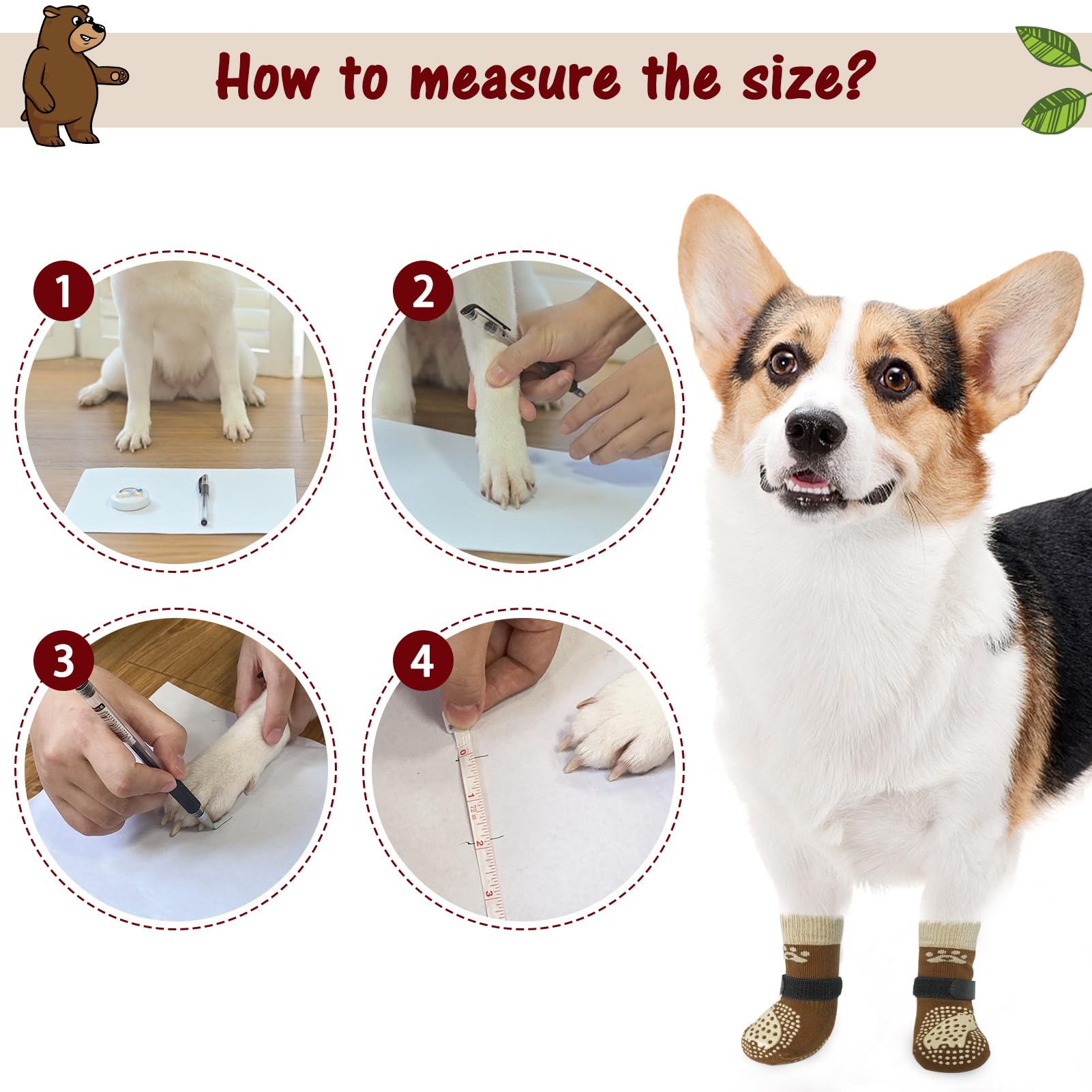 SCENEREAL dog socks reduce slips on hardwood floors.