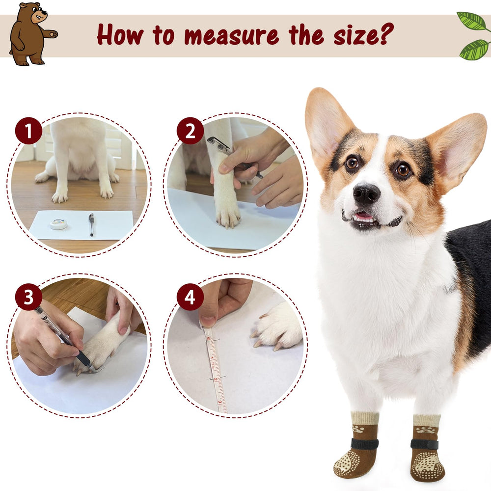 SCENEREAL dog socks reduce slips on hardwood floors.