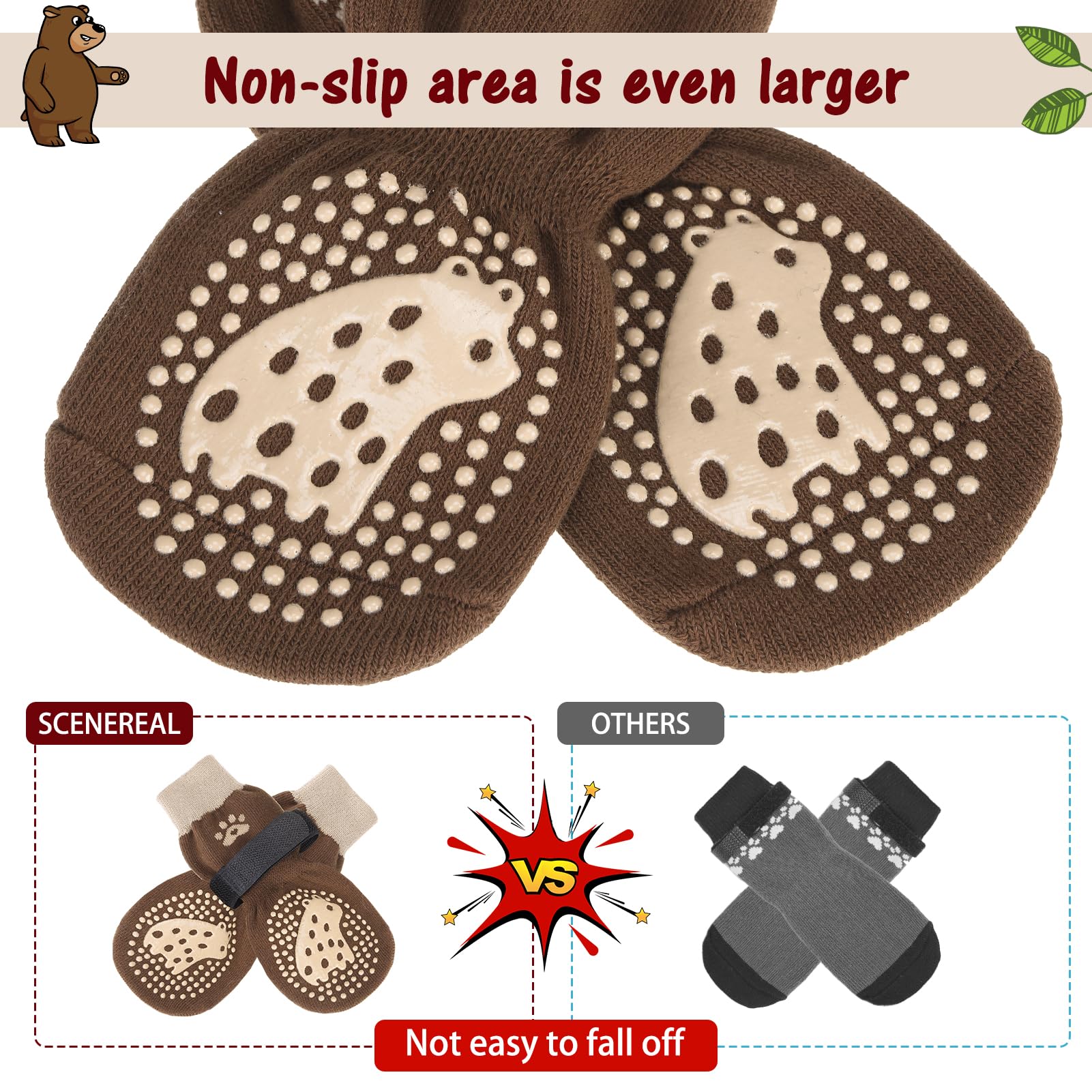 SCENEREAL dog socks protect paws on hot and cold pavement.