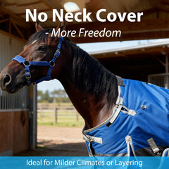 SCGFPOE winter blanket belly band back view demonstrates secure fit for active turnout.