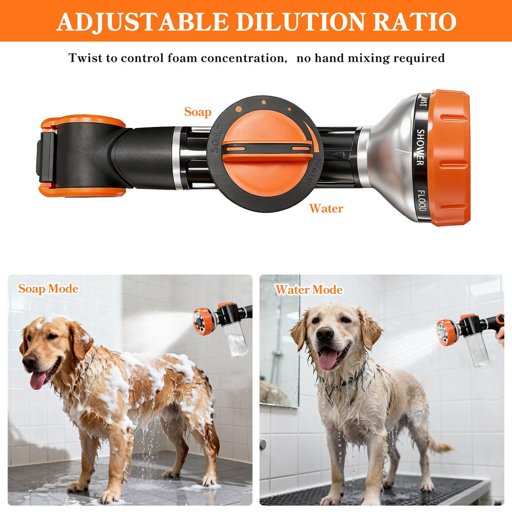 SCHITEC dog bath sprayer includes quick connectors for fast setup.
