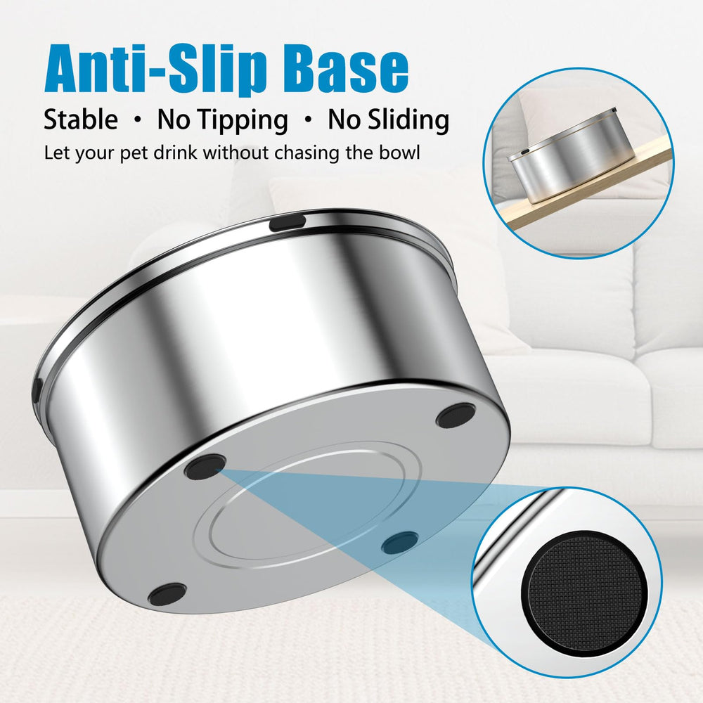 SCHITEC non-slip base stabilizes the bowl during pets' drinking.