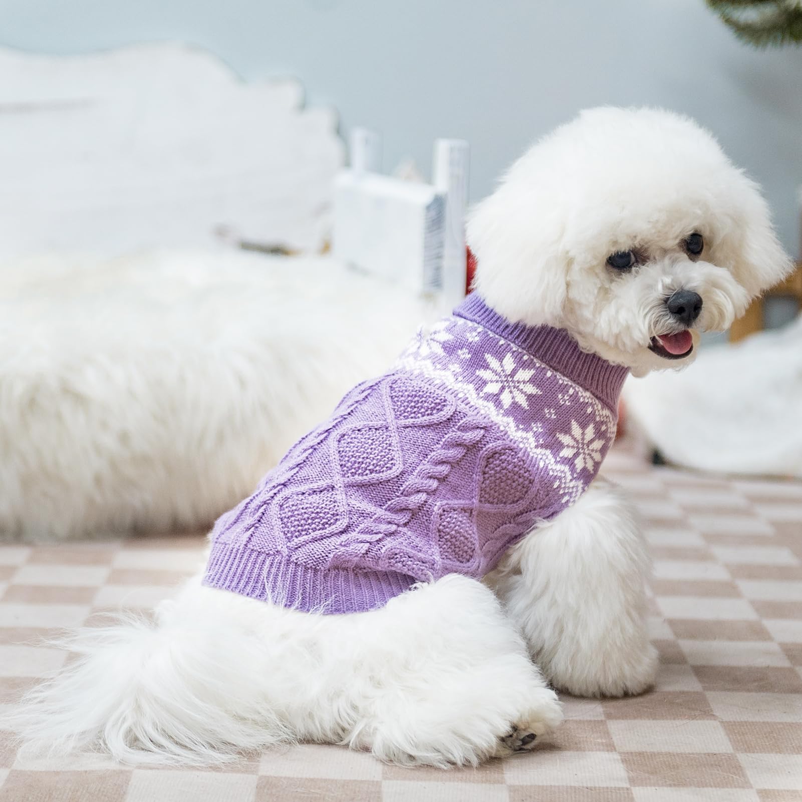 SCIROKKO suéter morado, punto tejido suave para interiores y paseos.