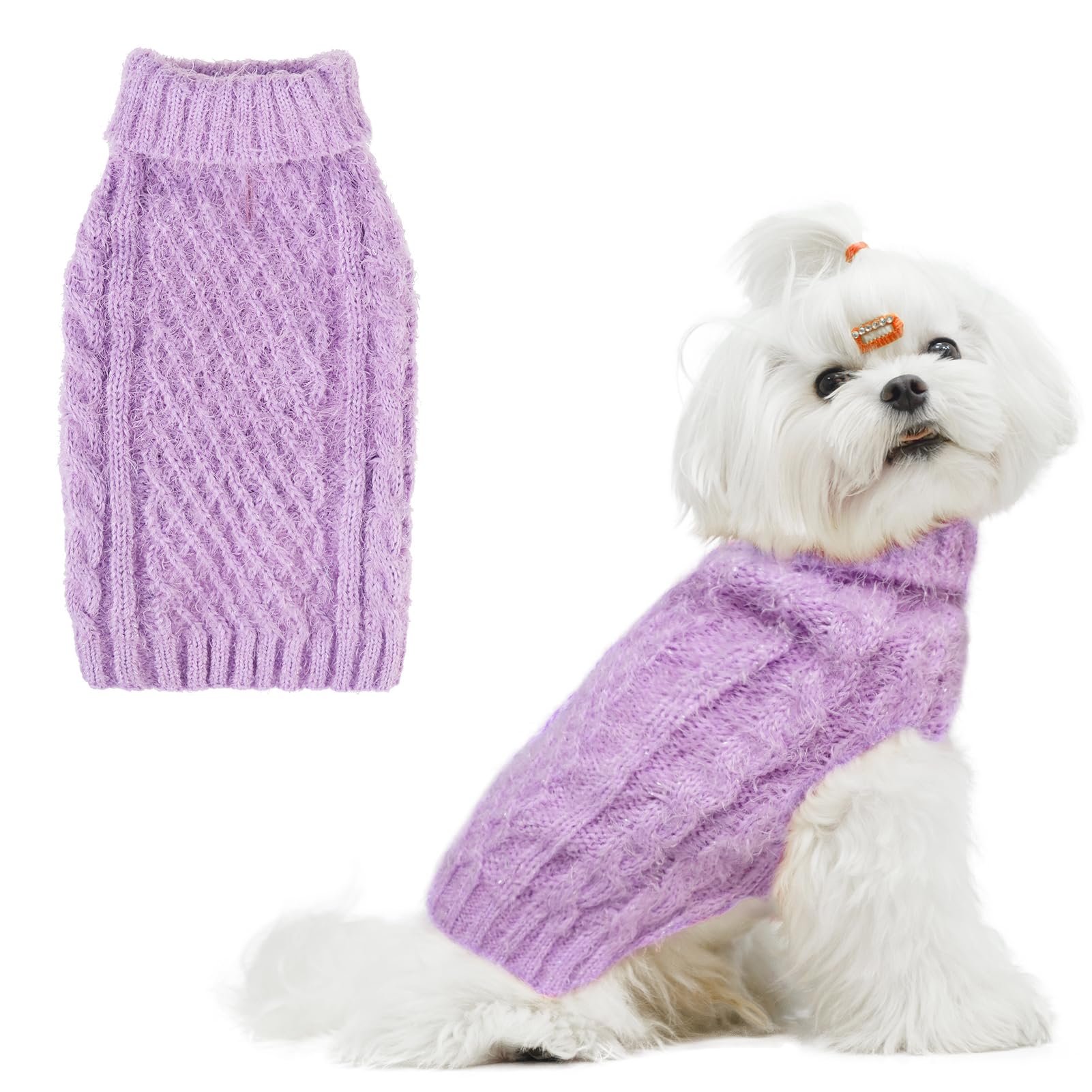 SCIROKKO turtleneck dog sweater front view, ideal for warm winter walks.