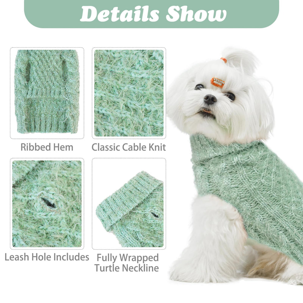 SCIROKKO Turtleneck dog sweater green back view shows snug fit and wind protection