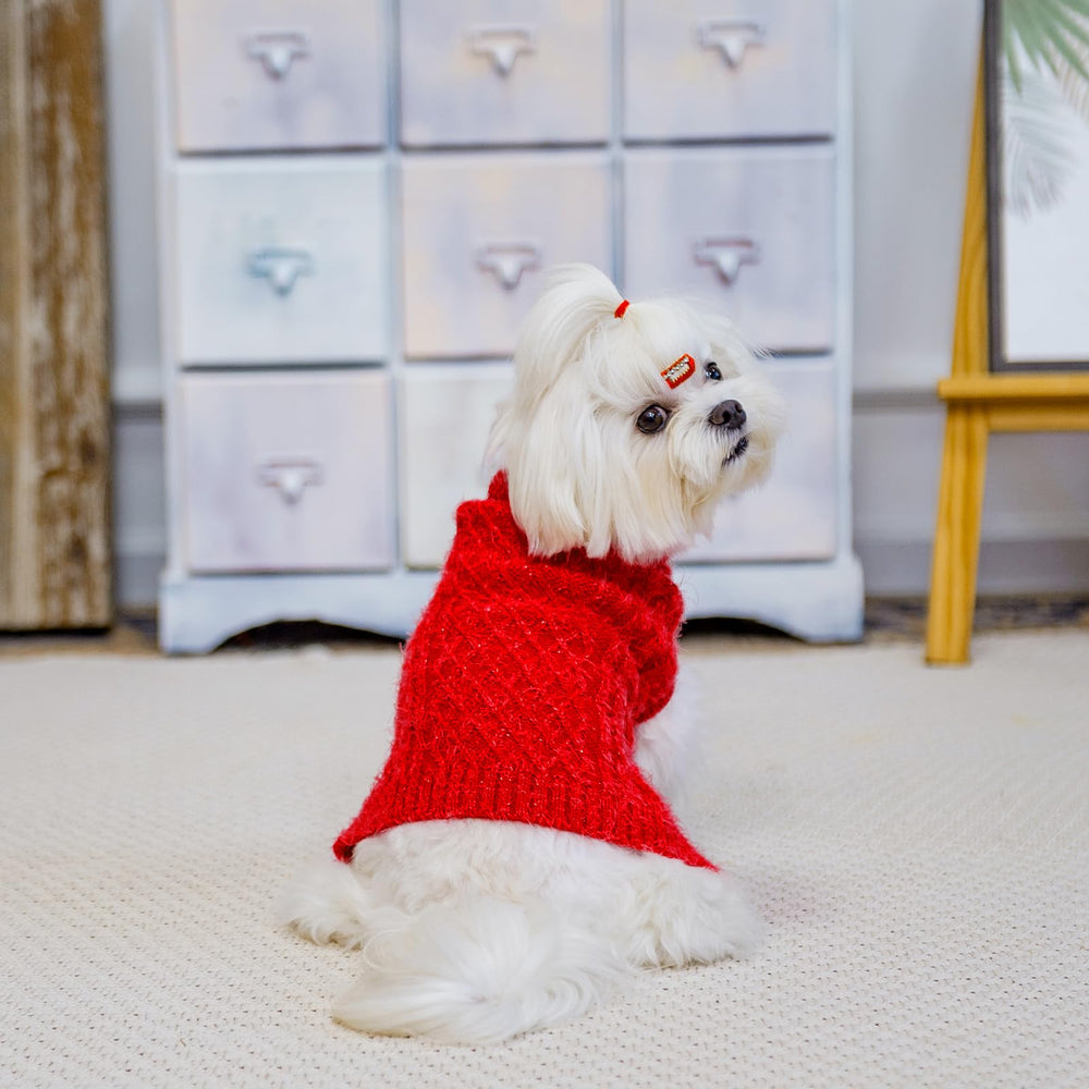 scirokko turtleneck dog sweater red side view shows full coverage