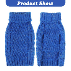 SCIROKKO turtleneck dog sweater blue leash-hole back access for safer outdoor walks.