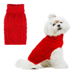 SCIROKKO turtleneck dog sweater red small front view for warmth and style