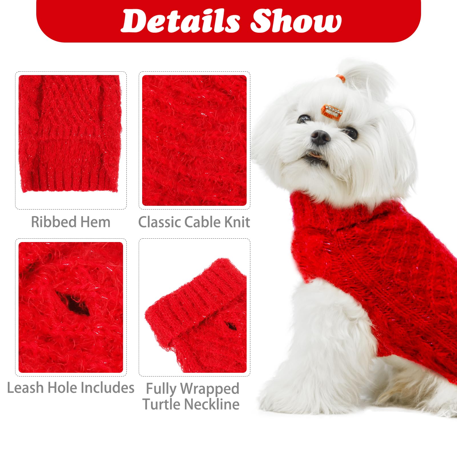 SCIROKKO knit-detail red small sweater close-up showing shimmer and craftsmanship