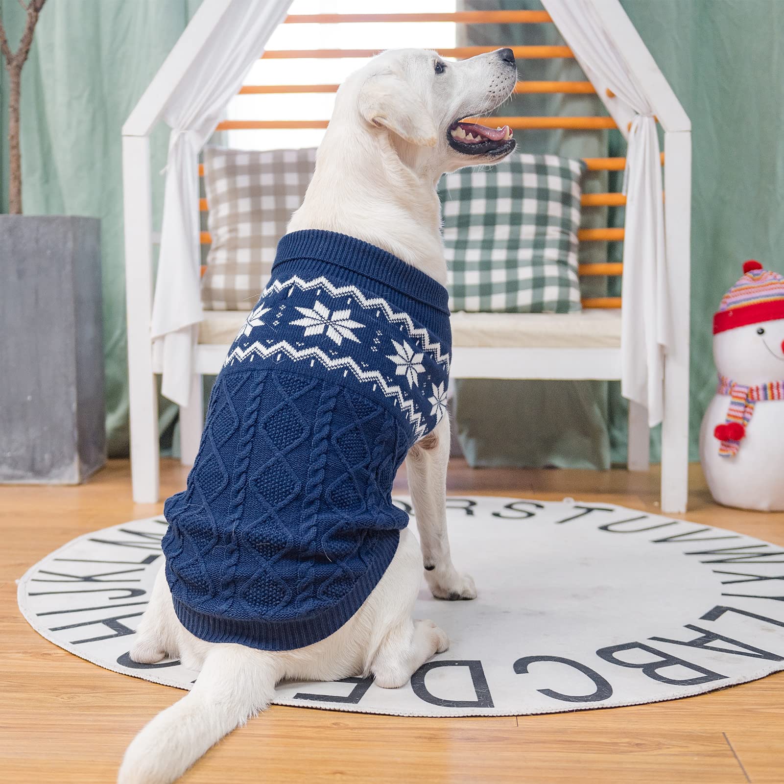 SCIROKKO Warm Winter Dog Sweater back-hole for leash passes through