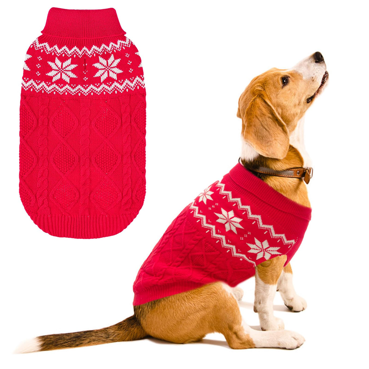 SCIROKKO warm winter dog sweater front view shows cozy knit and fit for cold walks