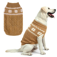 SCIROKKO warm winter dog sweater khaki front view for cozy warmth