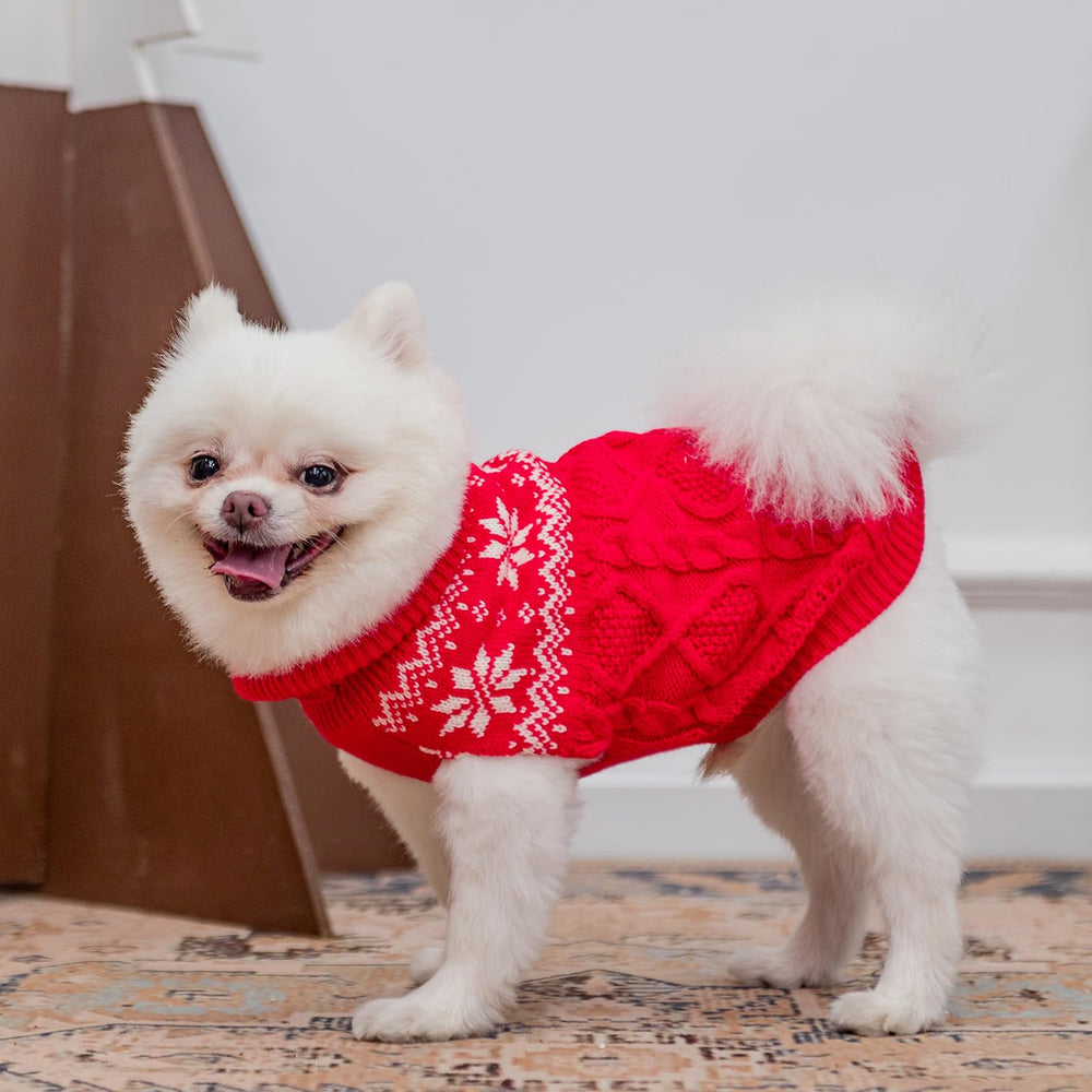 SCIROKKO warm winter dog sweater back-hole design for easy leash attachment