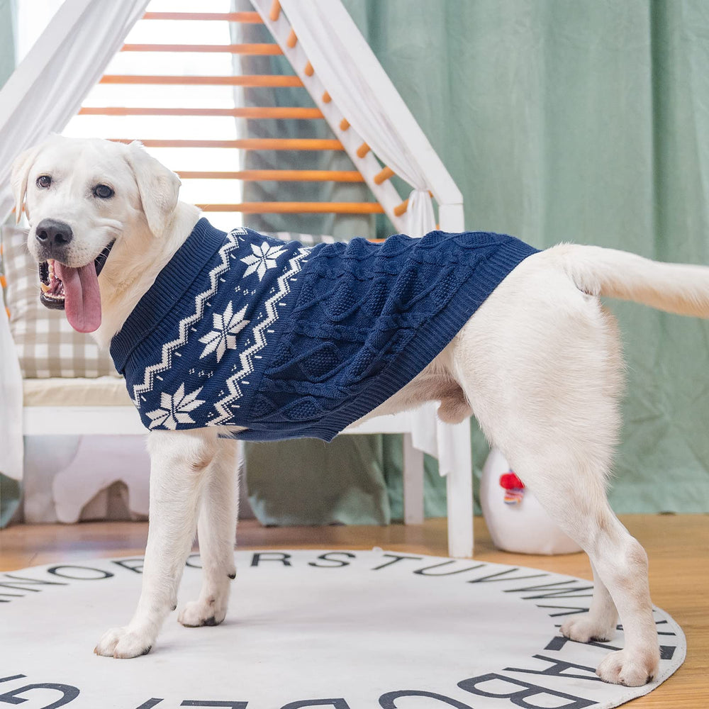 SCIROKKO Warm Winter Dog Sweater pattern closeup reveals classic knit design
