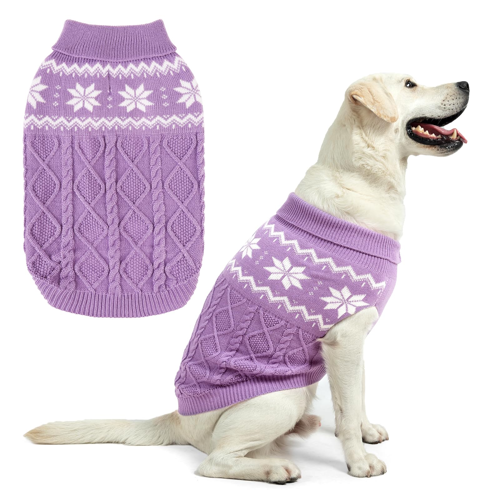 SCIROKKO warm winter dog sweater purple front view boosts outdoor warmth for small to large dogs