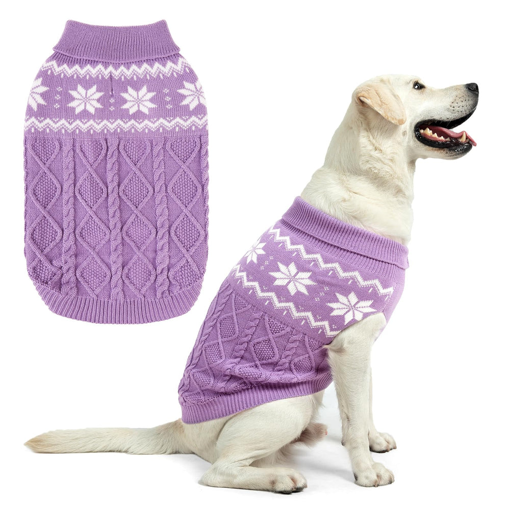 SCIROKKO warm winter dog sweater purple front view boosts outdoor warmth for small to large dogs