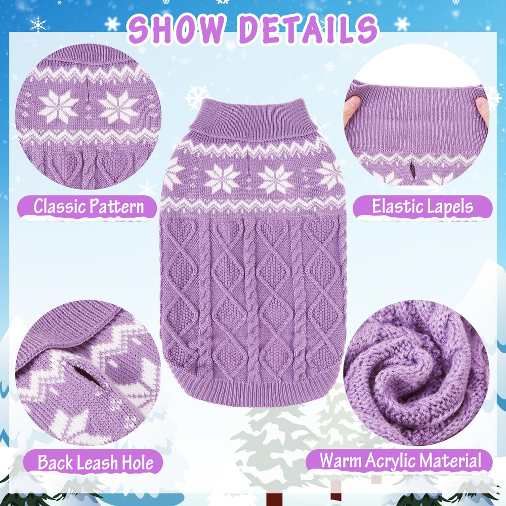 SCIROKKO Warm Winter Dog Sweater purple side view shows flexible collar design.