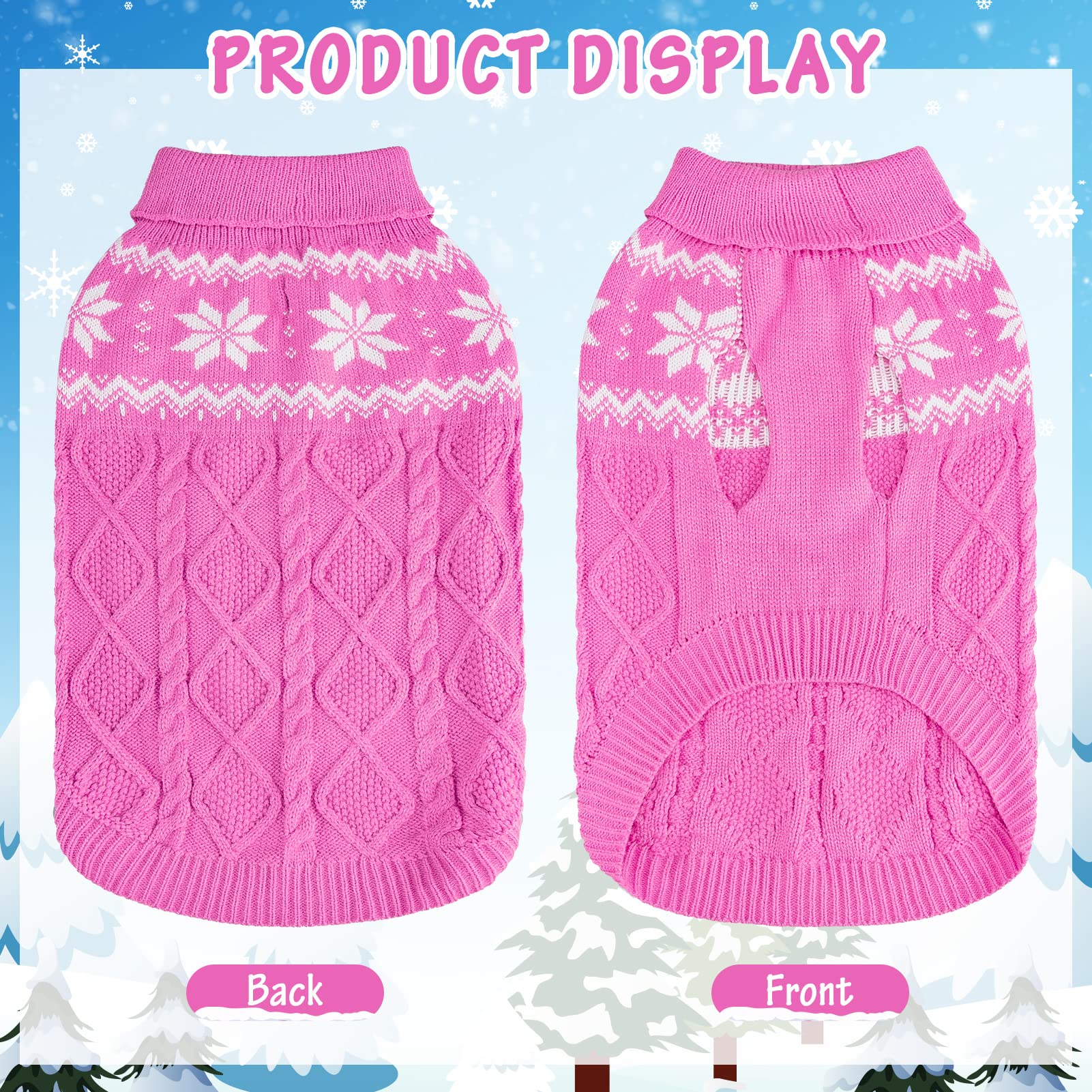 SCIROKKO warm winter pink dog sweater fabric closeup reveals plush acrylic knit