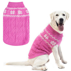 SCIROKKO Warm Winter Pink dog sweater front view keeps small dogs cozy on cold walks