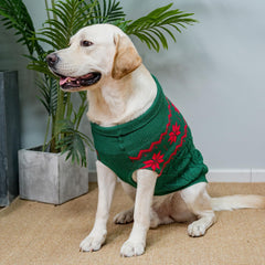 SCIROKKO warm winter pink dog sweater leash-hole detail enables easy outdoor control.
