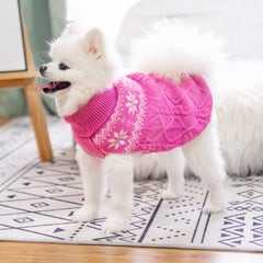 SCIROKKO Warm Winter Pink Dog Sweater back view shows full coverage