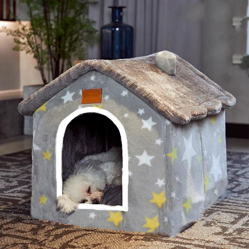 Scnbom dog house indoor cave in grey offers cozy shelter for small pets.