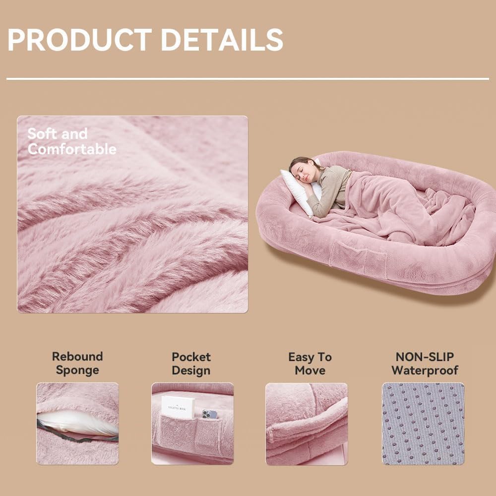 SCNUT Ultra-Soft Dog Bed oversized lounge area showing space for people and pets.