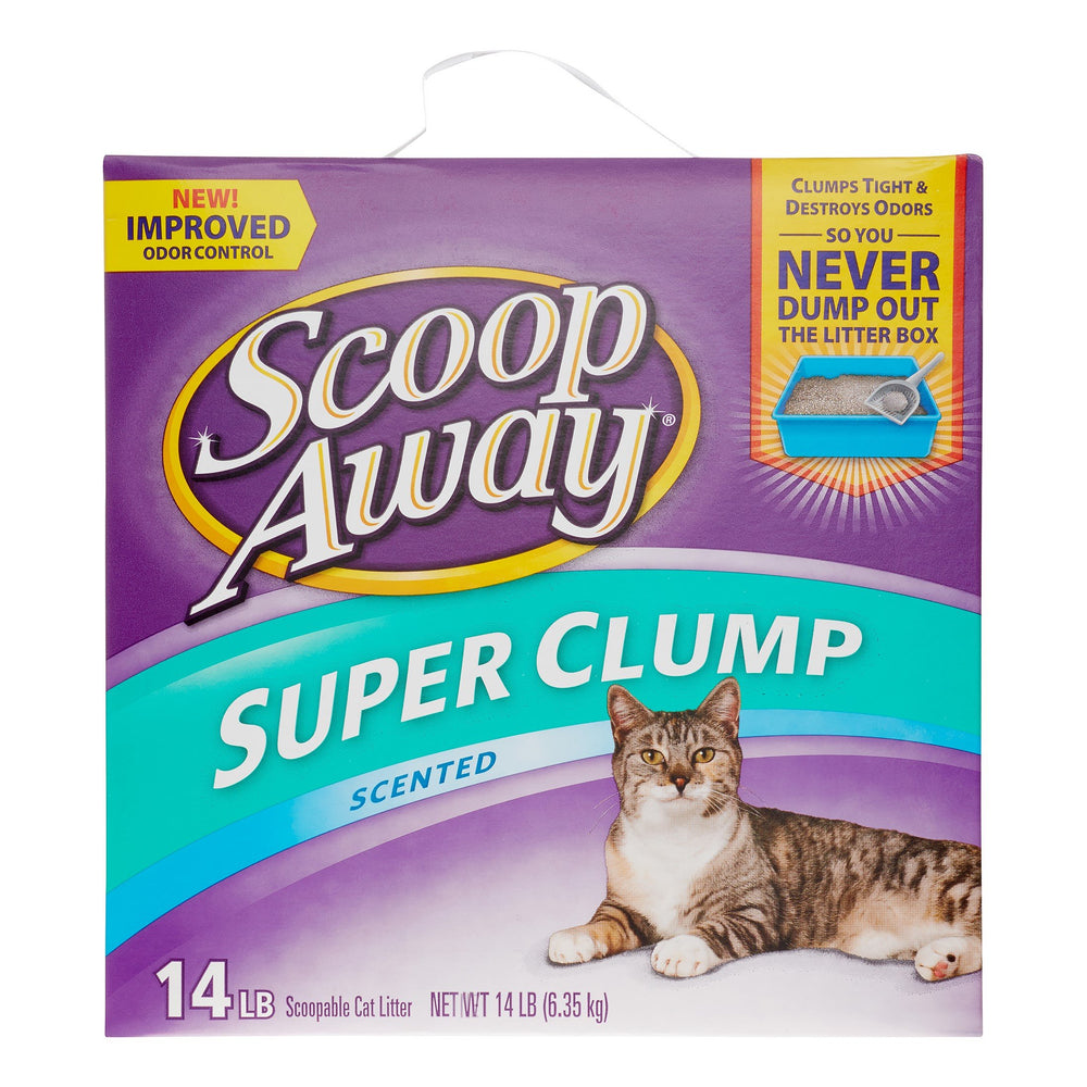 Scoop Away Fresh Scent Clumping Cat Litter pack shot highlights convenient packaging for easy setup.