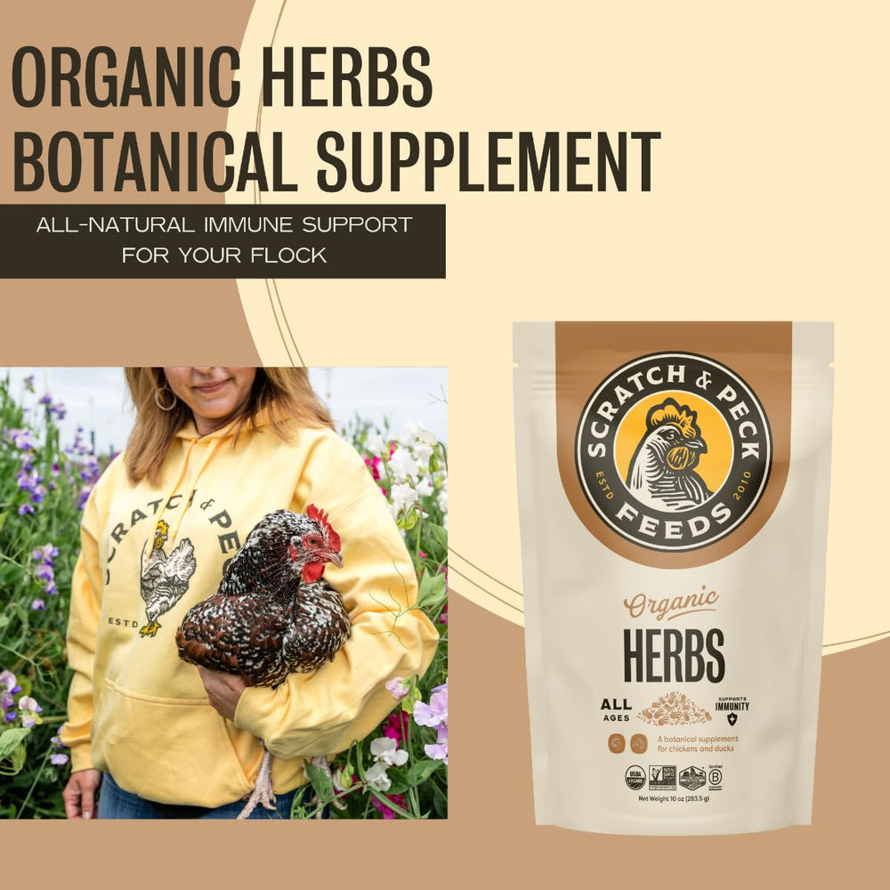 Scratch and Peck Dried Herbs Supplement digestive health aid improves nutrient absorption.
