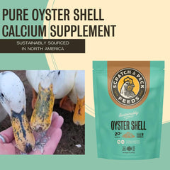Scratch and Peck oyster shell supplement closeup flakes emphasizes pure, allergen-free calcium.