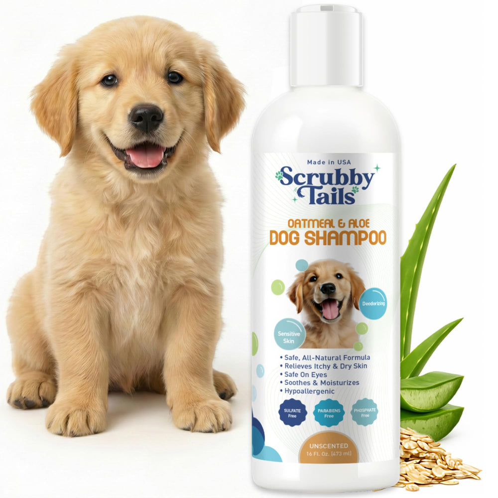 Scrubby Tails champú orgánico para perros, bote de 473 ml, desodoriza ligeramente.