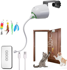 Scsuupoee interactive door toy with fluttering feathers for indoor fun.