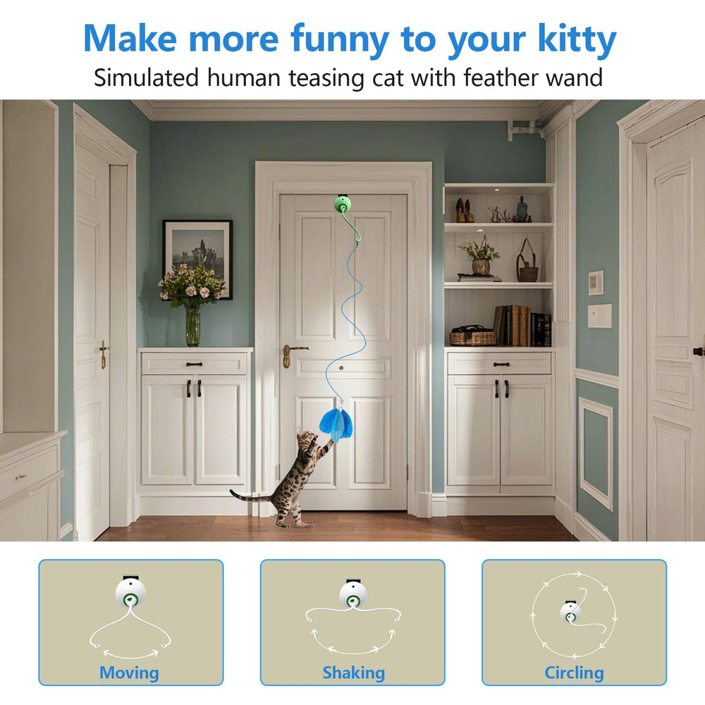 Scsuupoee rechargeable cat toy with USB Type-C charging enables quick recharges for longer play.