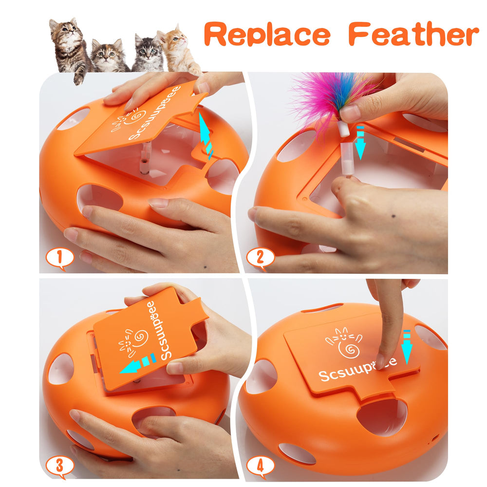 Scsuupoee non-slip base stabilizes the toy during active kitten play.