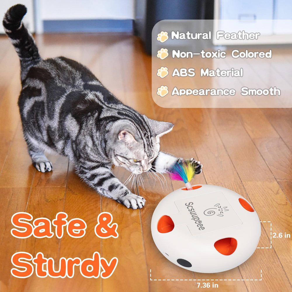 Scsuupoee interactive cat toy demonstrates seven-holes action for curiosity.