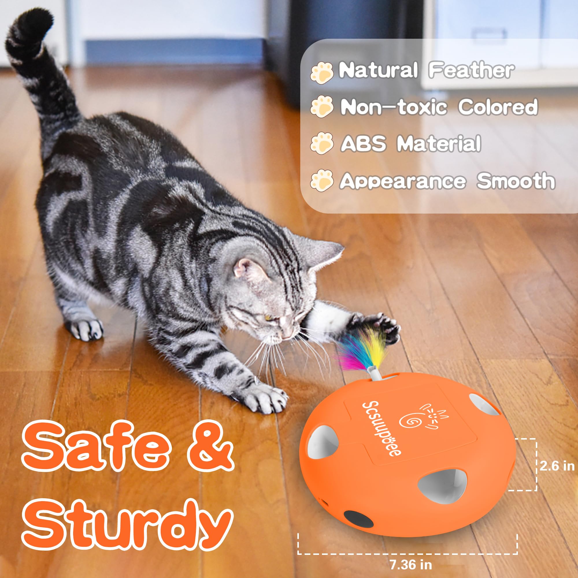 Scsuupoee seven-holes box design keeps cats engaged with randomized feather reveals.