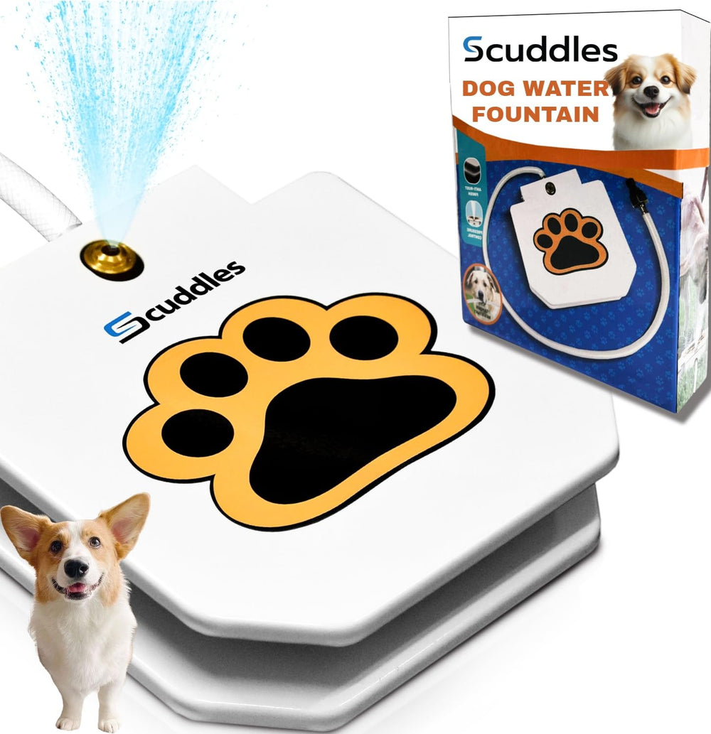 Scuddles outdoor dog water fountain paddle-activation enables quick, refreshing hydration outdoors.