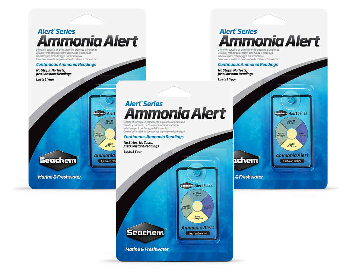 Seachem Ammonia Alert monitor 3-pack detects ammonia for safer aquarium maintenance