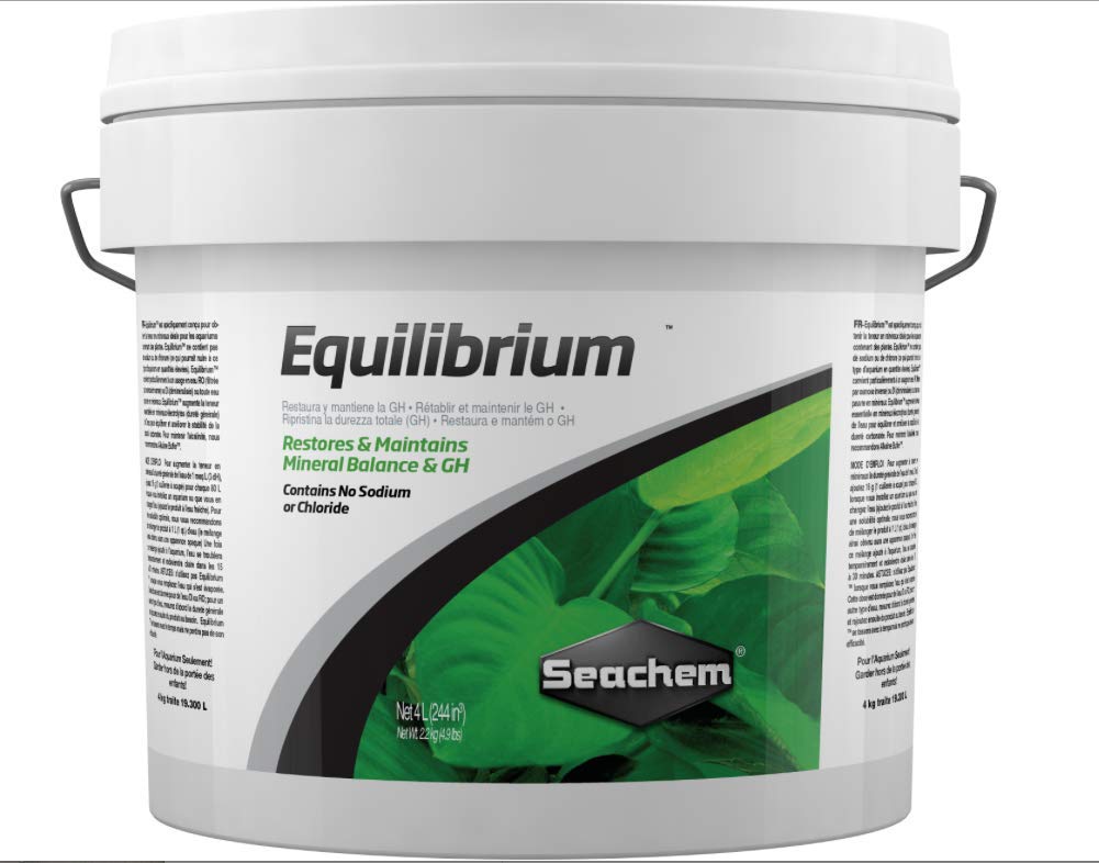 Seachem Equilibrium bottle-pour demonstrates stable mineral balance for planted tanks.