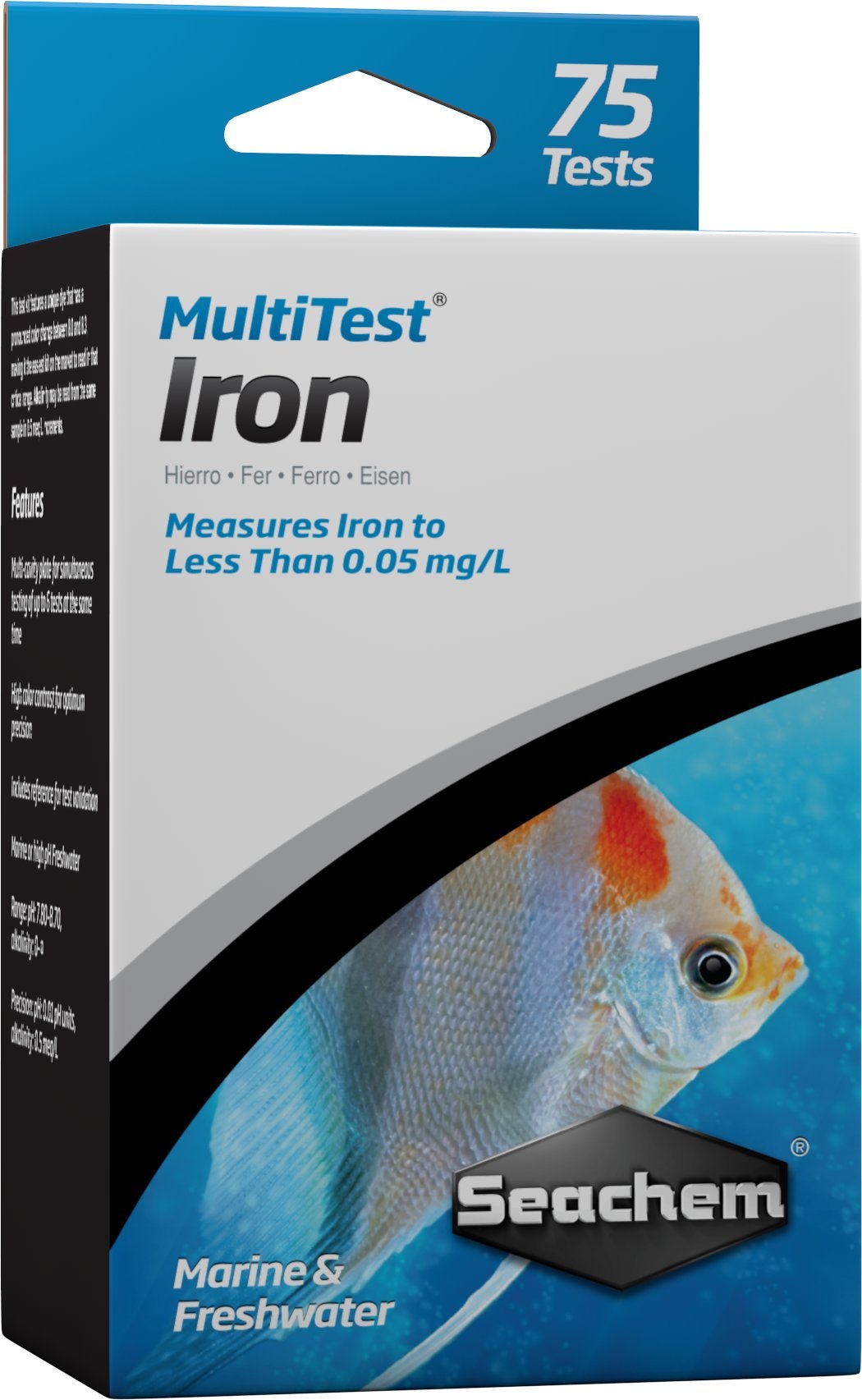 Seachem MultiTest Iron Test Kit box for quick freshwater and marine testing