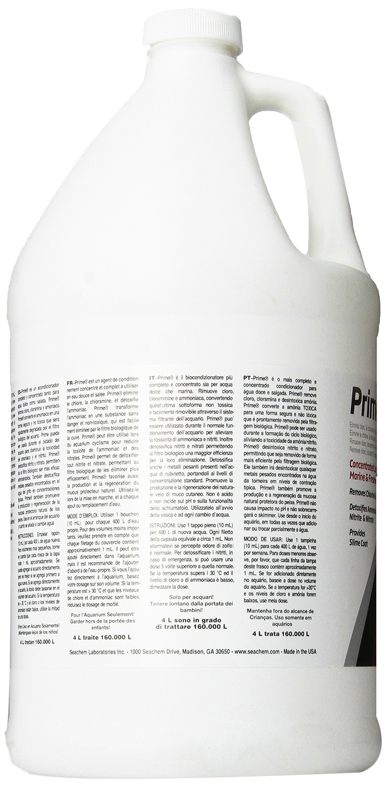 Seachem Prime freshwater-use highlights quick chlorine removal for freshwater tanks