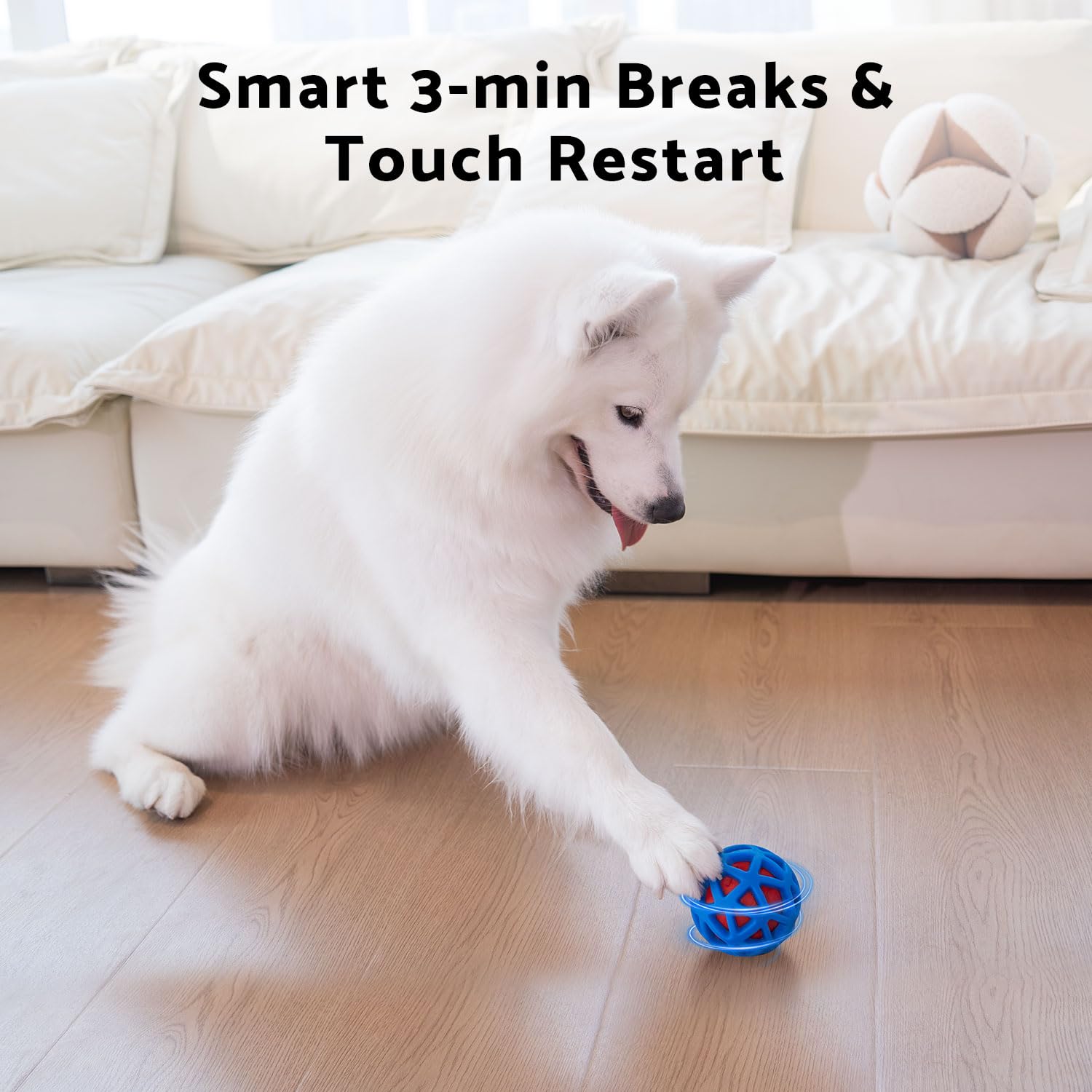 Seagi interactive dog toy blue ball vibrating mode emphasizing energy and mental stimulation