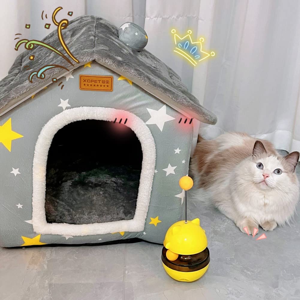 SEAHOME pet house cushion grey removable for machine washable upkeep.
