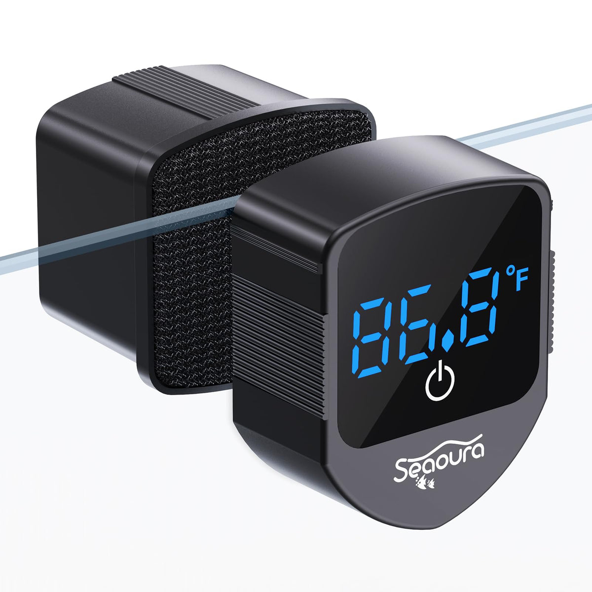 SEAOURA 2-in-1 cleaner attached to glass tank for secure cleaning