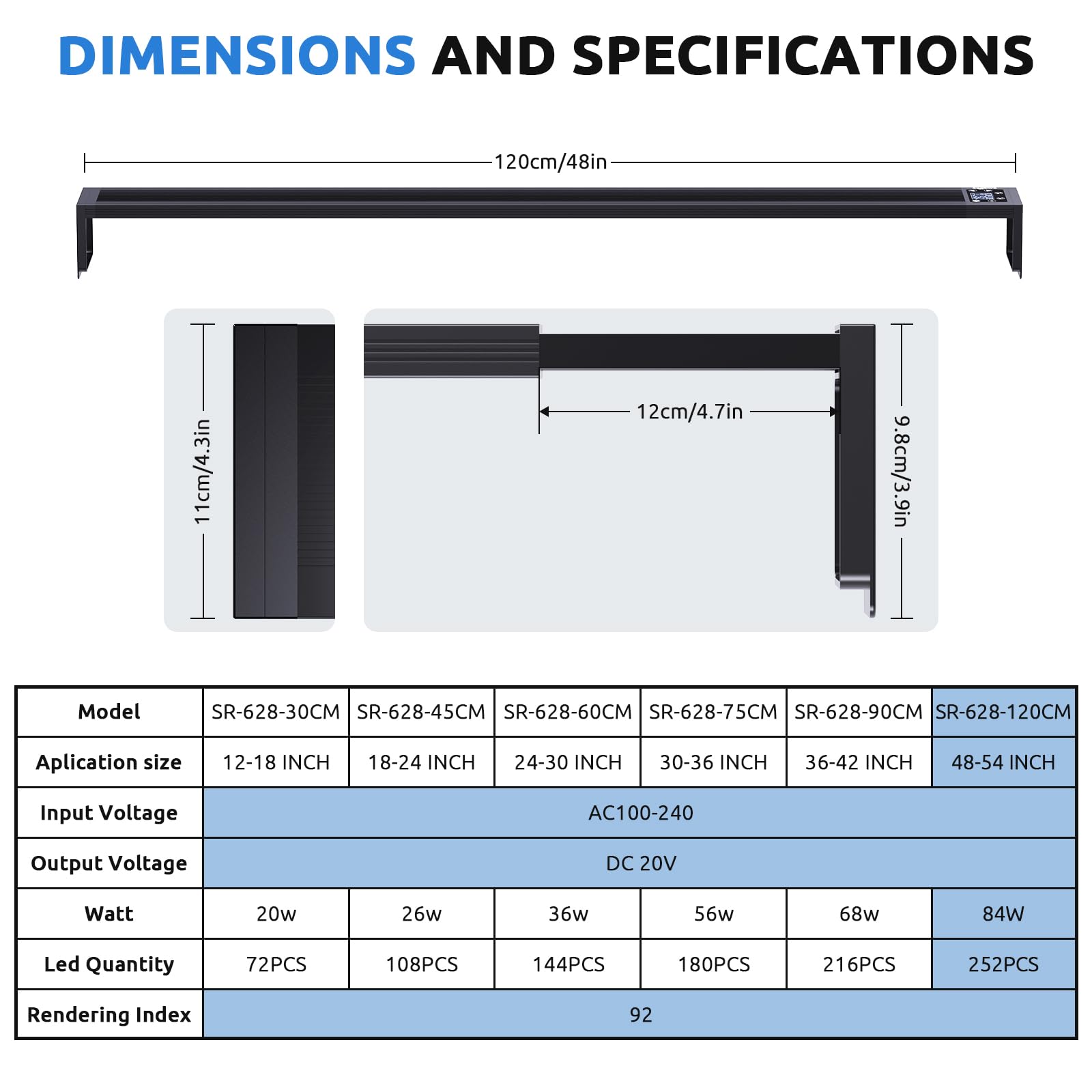 SEAOURA 24/7 LED aquarium light heat-dissipation design maintains performance and longevity.