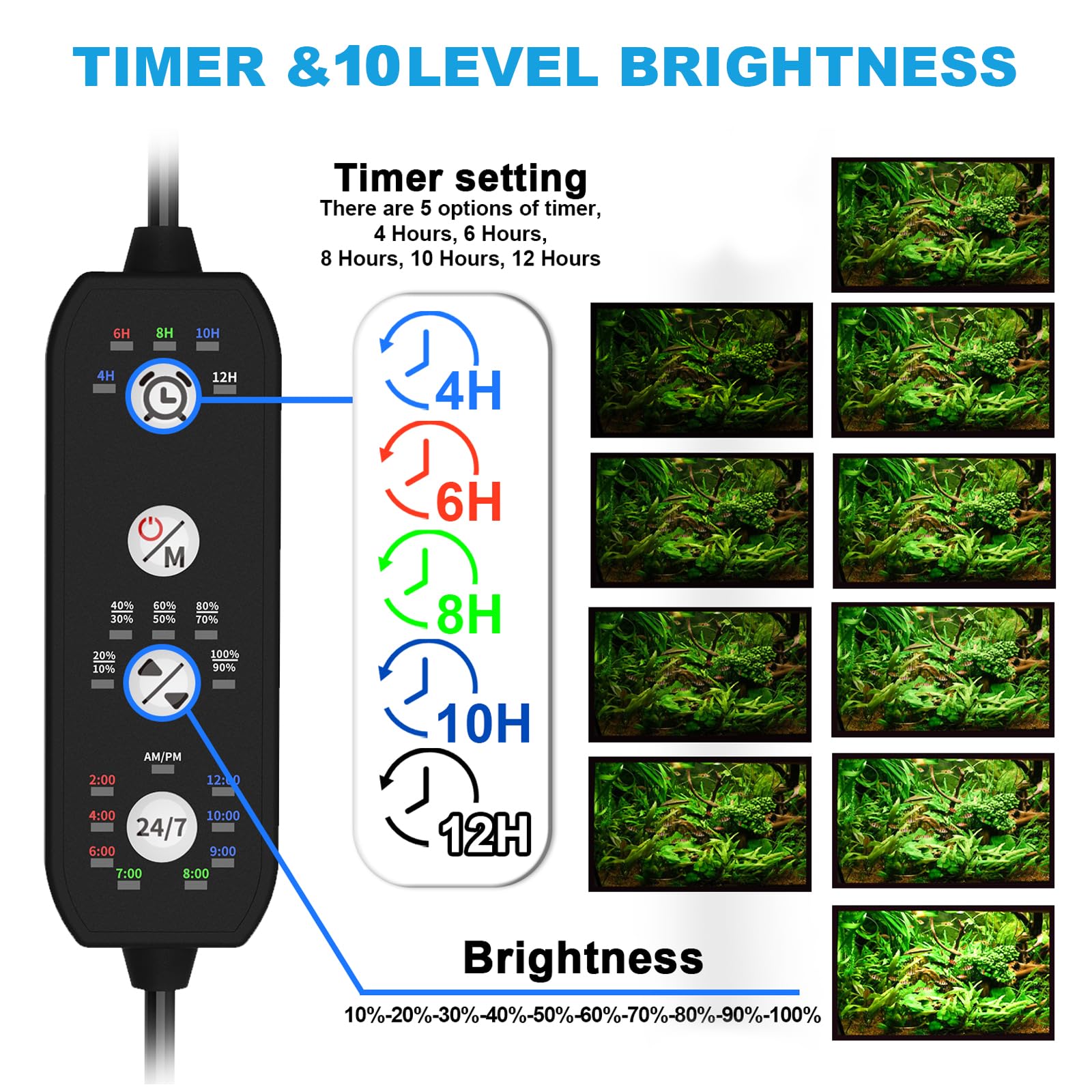SEAOURA planted-tank glow on lush aquatic plants during day settings