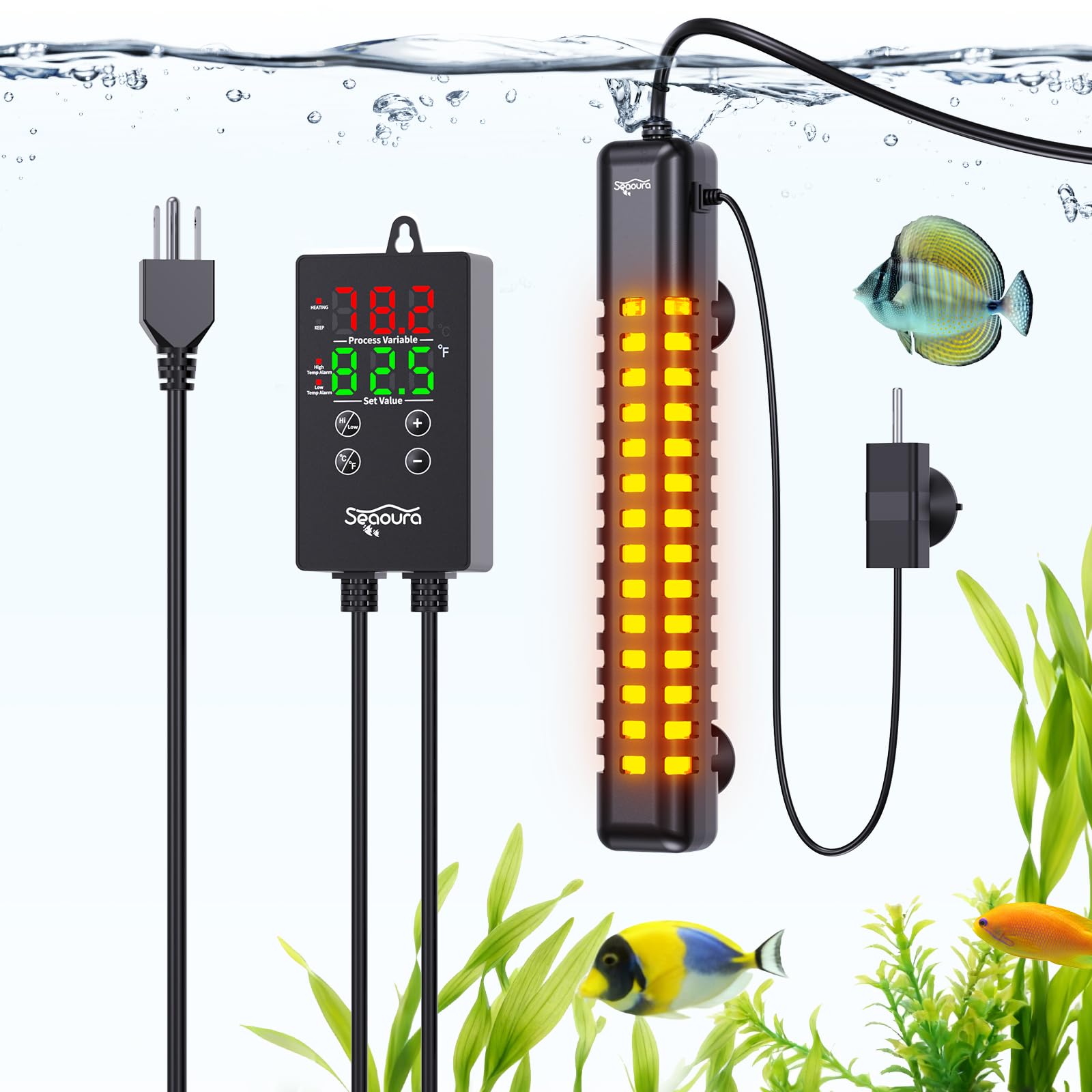 SEAOURA aquarium heater with digital display for precise control