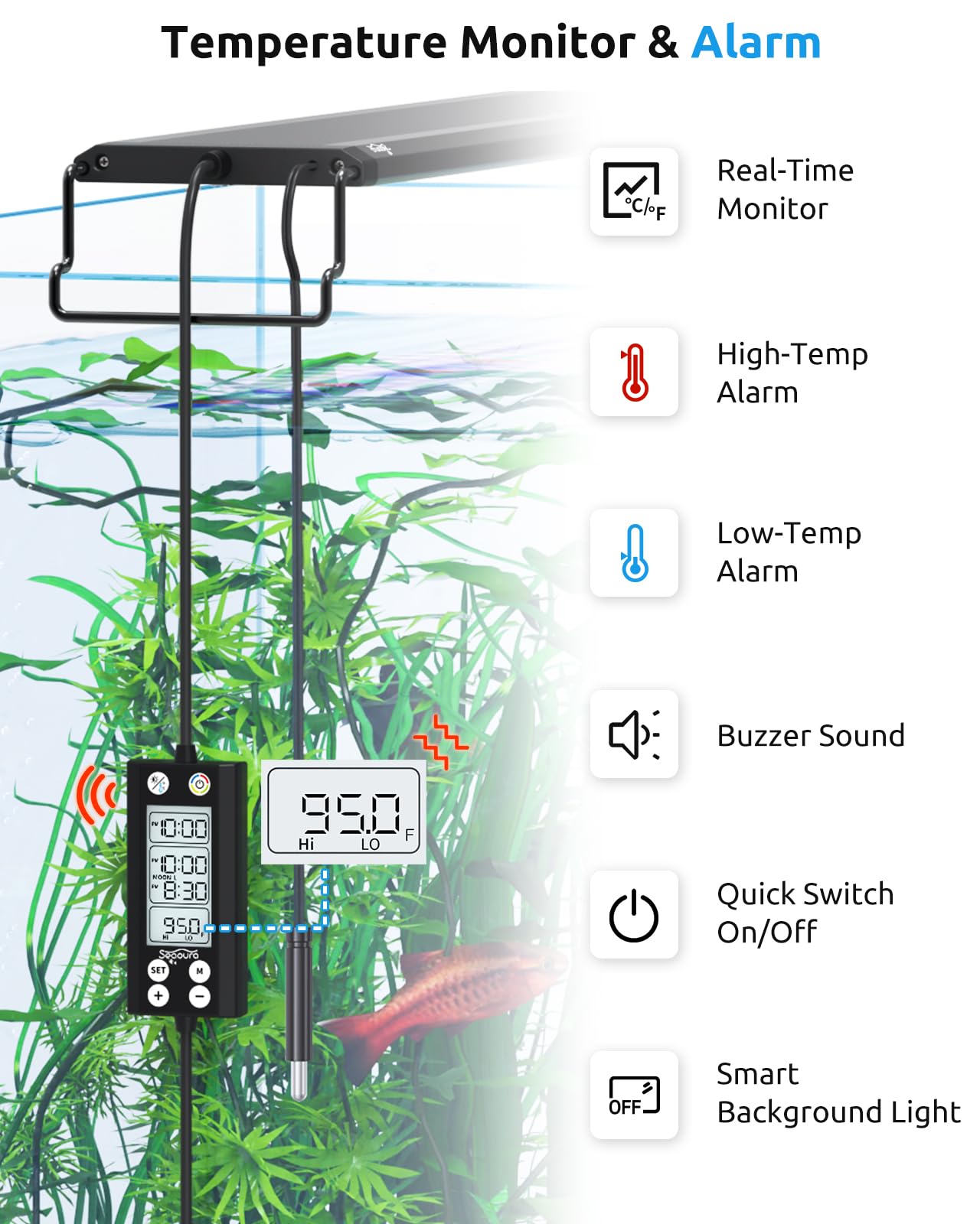SEAOURA retractable stand fits 48-54 inch tanks for flexible mounting.