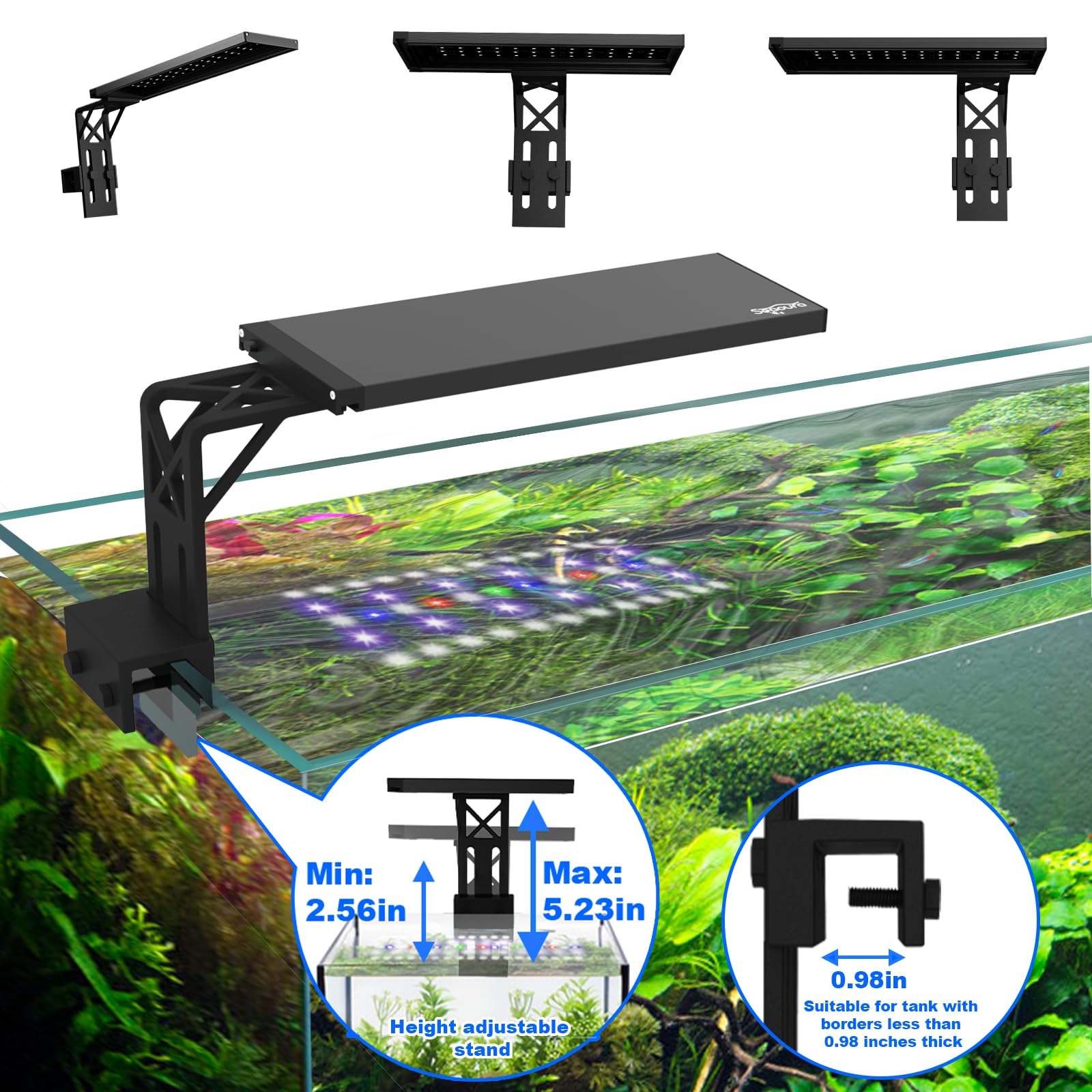 SEAOURA aquarium light fits 12–20 inch tanks delivering reliable 20W performance.