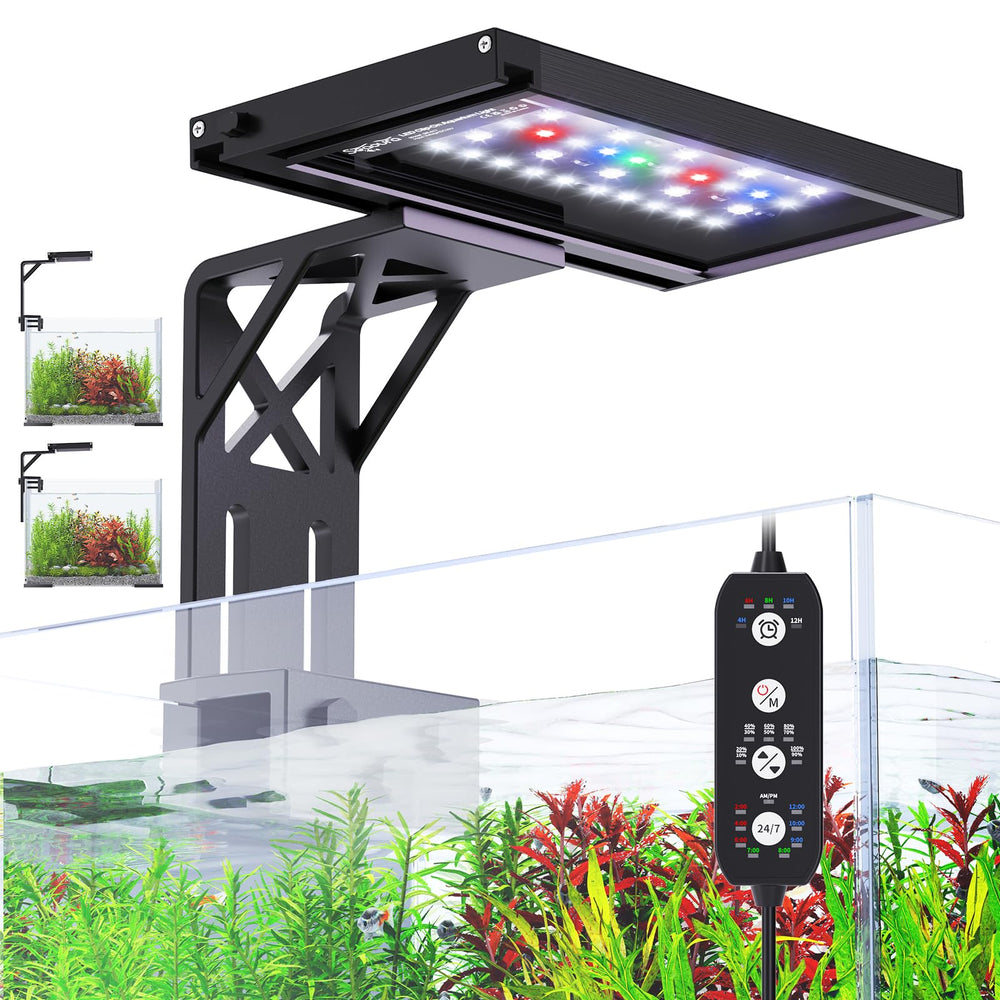 SEAOURA clip-on aquarium light full-spectrum panel boosts plant health and vibrant tank color.